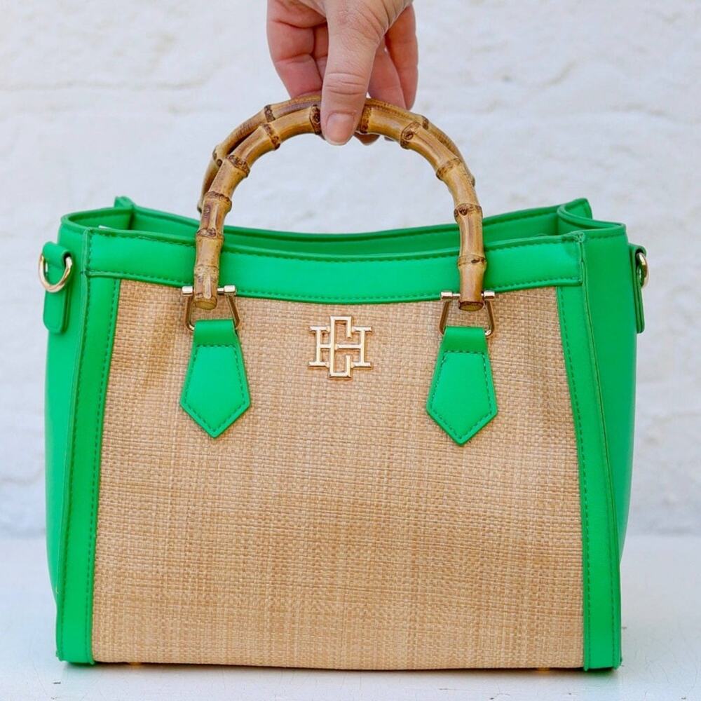 Kennedy Mini Tote Natural Kelly Green - Picture 2 of 9
